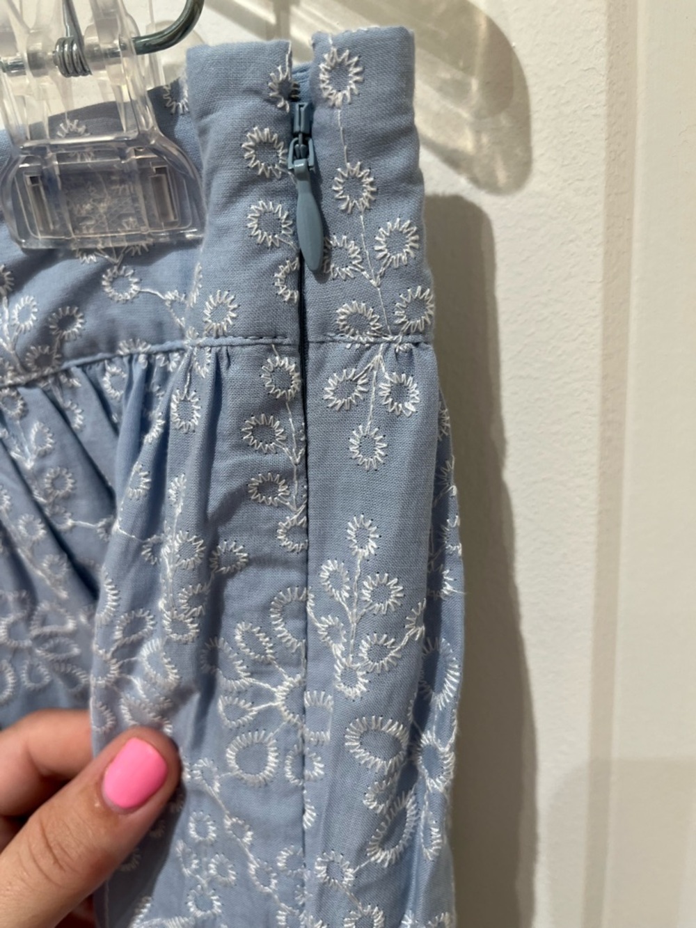 NWT LOFT Light Blue Maxi Skirt and Top with Lace Embroidery Scalloped Hem Set - Picture 7 of 16